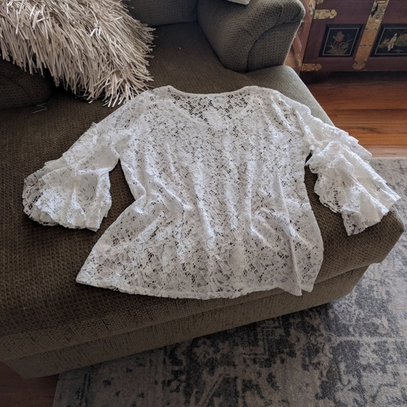 NWT tags-beautiful solid lace blouse. - Picture 2 of 2